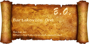 Bartakovics Ond névjegykártya